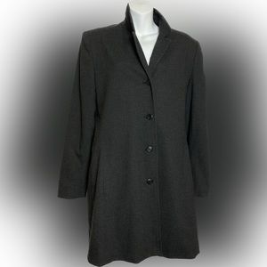 Apostrophe Stretch Rayon Blend Dark Grey Lined Long Lightweight Coat Sz 20